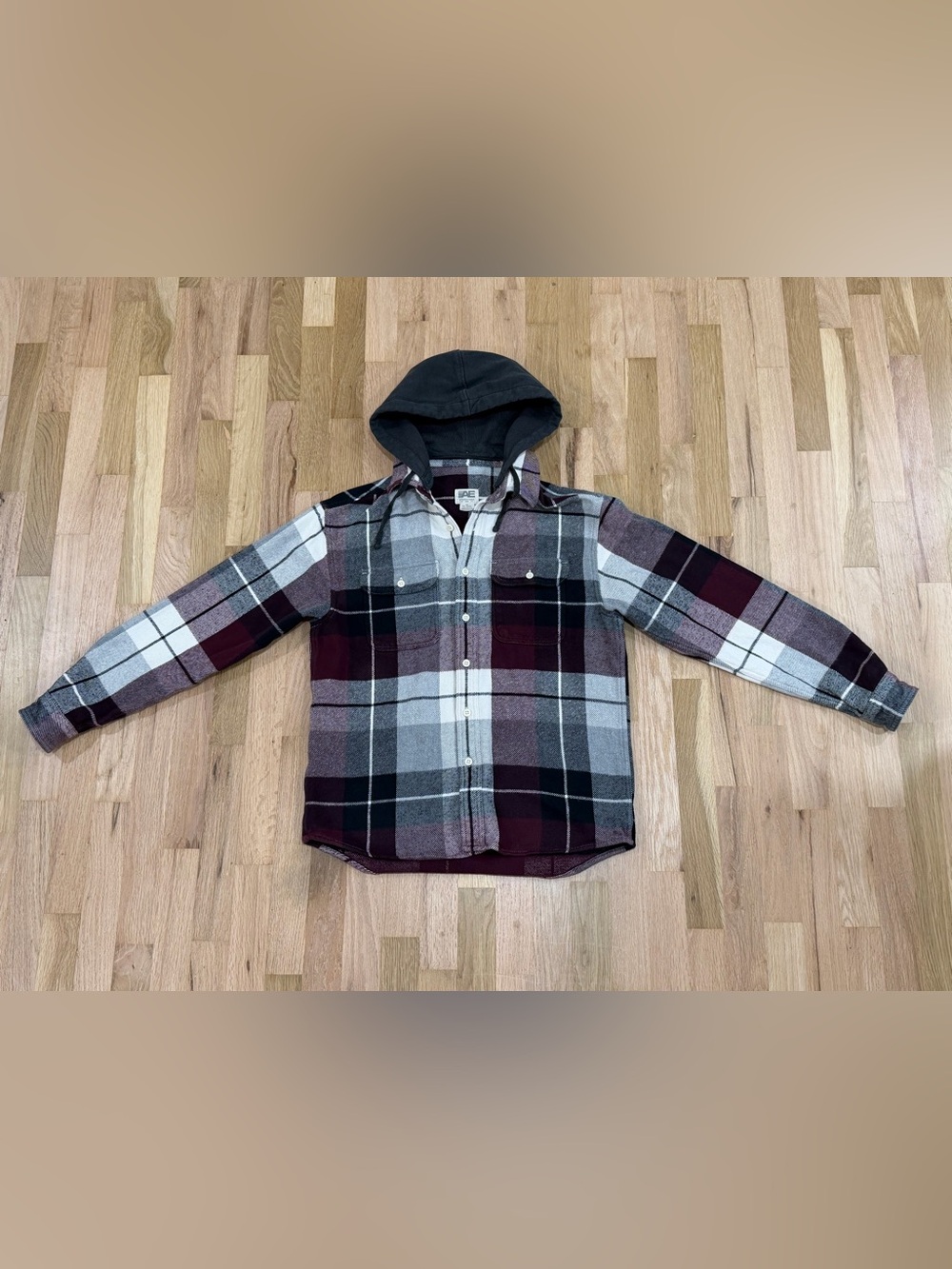 American Eagle Men’s Plaid Hooded Flannel Shirt XS